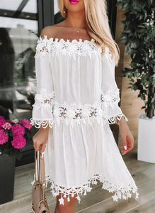 New European And American Tube Top Off Shoulder Lace Dress