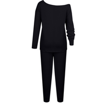 Load image into Gallery viewer, Solid Color Long Sleeve Off Shoulder 2-piece Suit
