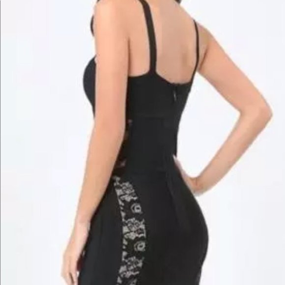 Sides Criss Cross Bodice Black Mini Dress Size SP NWT