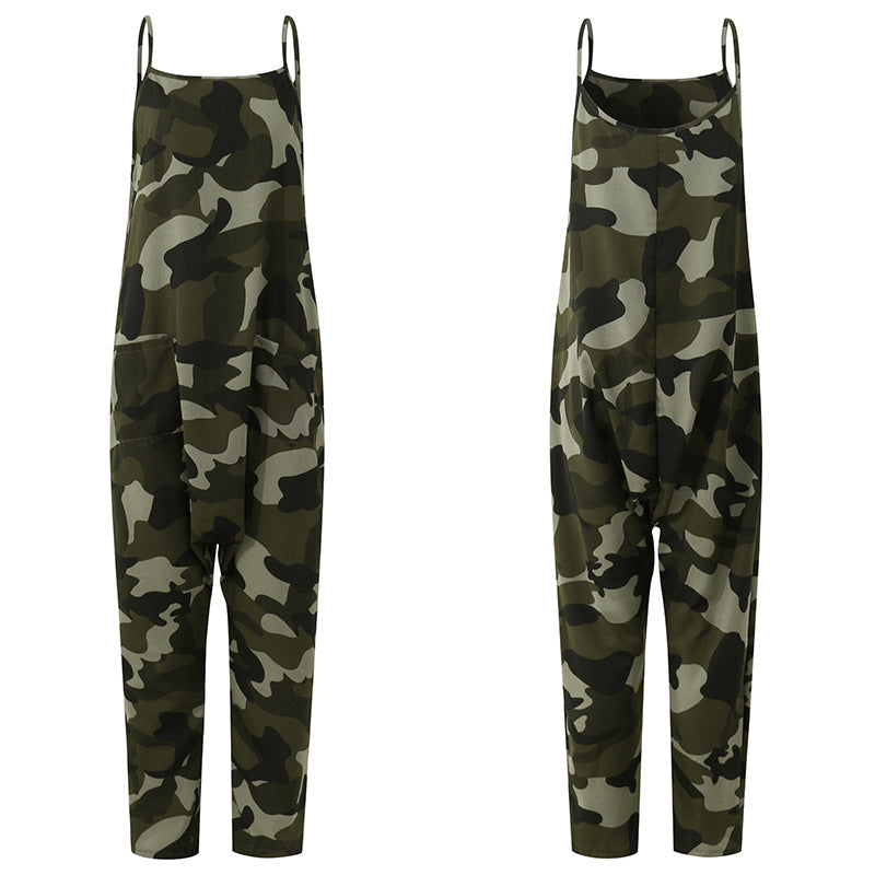 Fashion Women's Camouflage Suspenders Jumpsuit