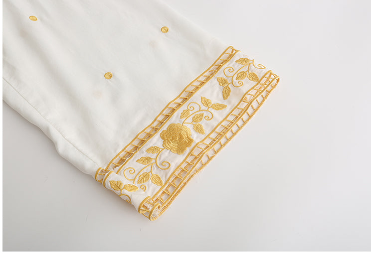 Women's Off-shoulder Flower Embroidered Vintage Dress