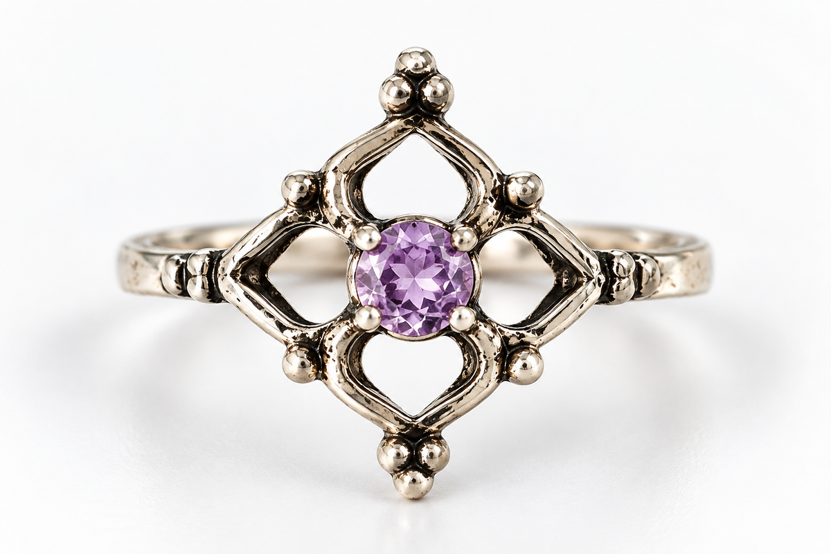 Witches Knot And Amethyst Ring Size 7