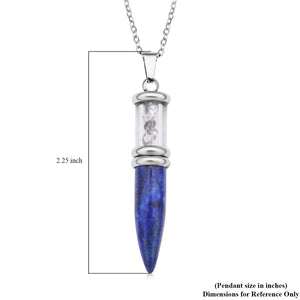 Lapis Lazuli and Marvelous Meteorite Pencil Pendant Necklace 20 Inches
