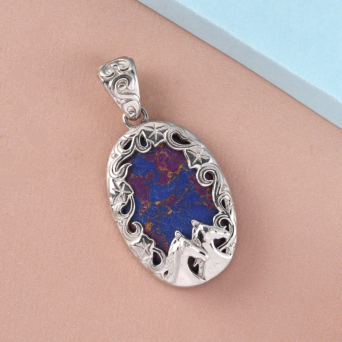 Mojave Purple Turquoise Solitaire Pendant in Platinum