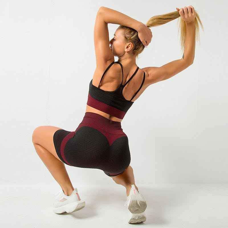 Athletic Wear 2 pc Be Fit Quick Dry Breathable Seamless Sports Bra and Yoga Workout Shorts