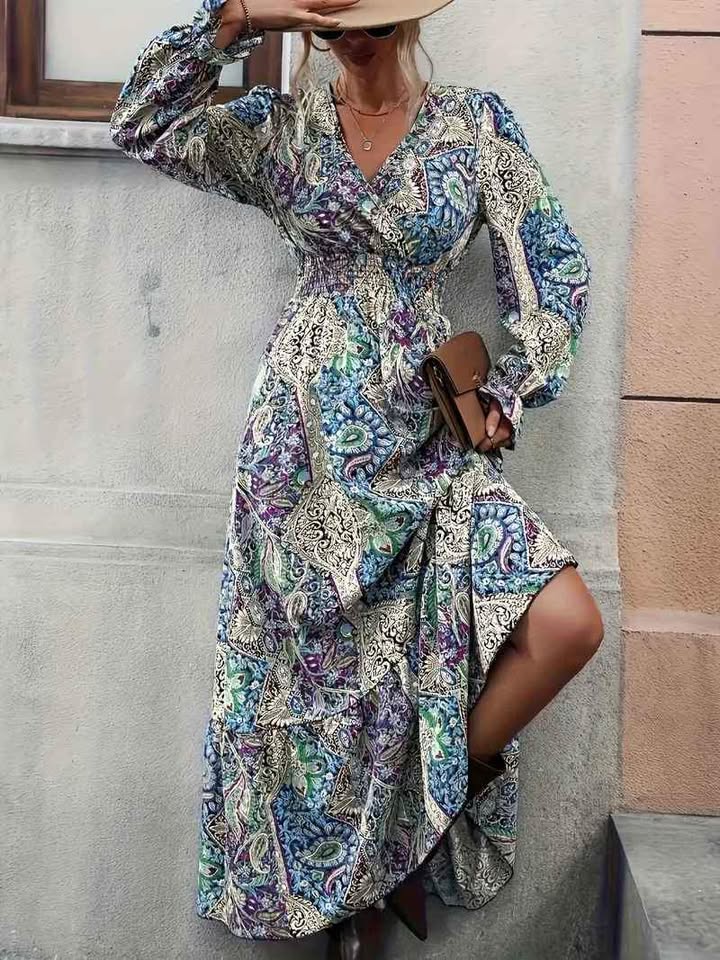 Retro Look Floral Print Maxi Dress Size Med NEW