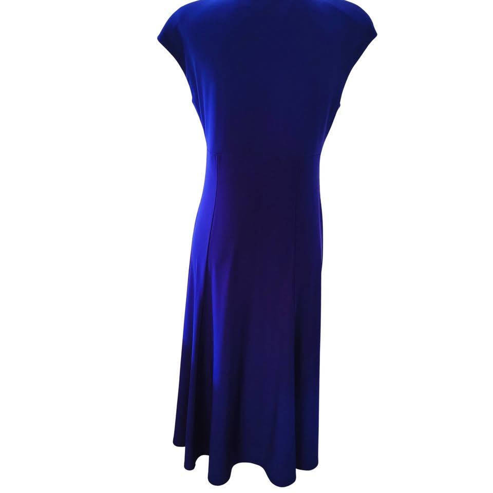 Royal Blue V-Neck Empire Waist Capped Sleeve Swing Dress Size 10P