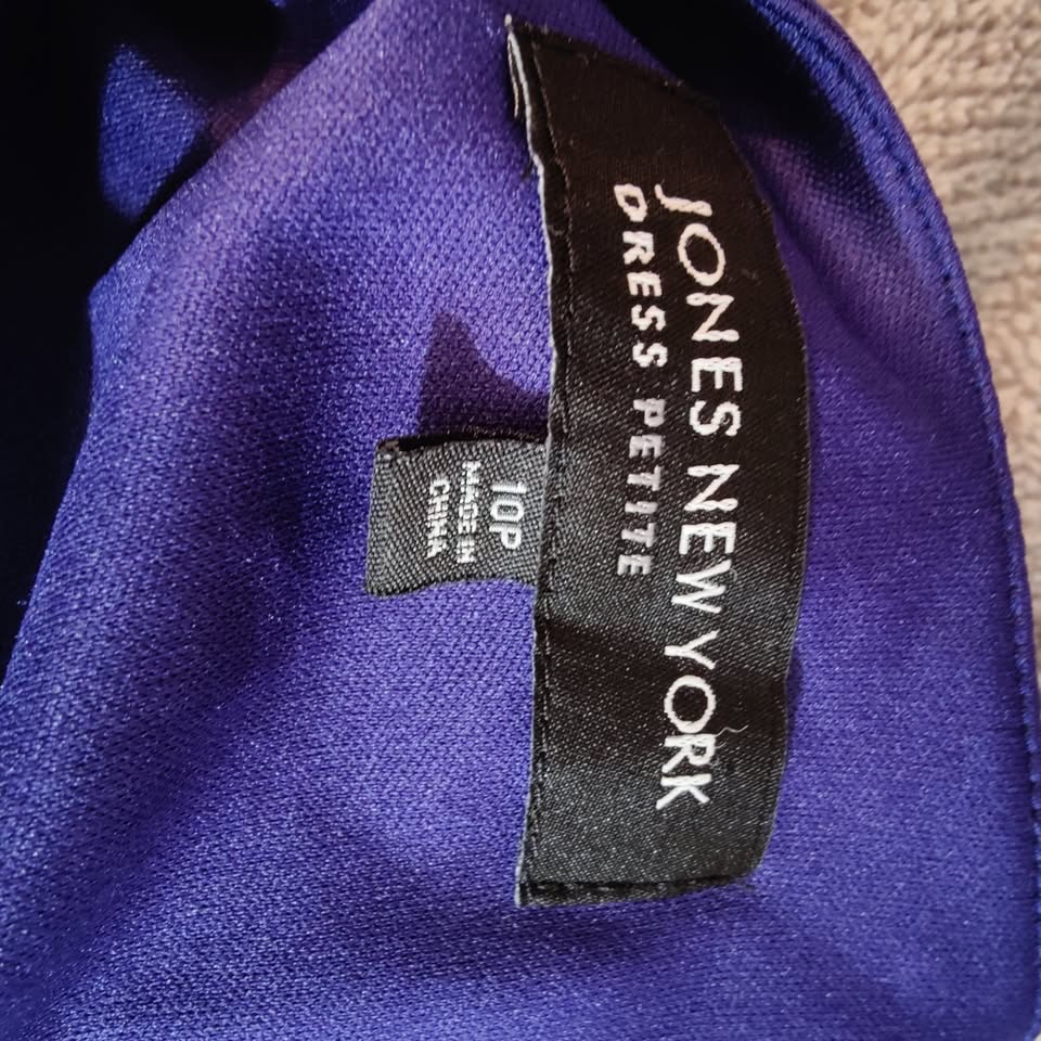 Royal Blue V-Neck Empire Waist Capped Sleeve Swing Dress Size 10P