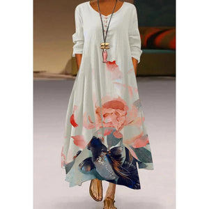 2022 Fashion Summer Maxi Dress Women's Printed Sundress Casual Short Sleeve Vestidos Female High Waist Robe Femme