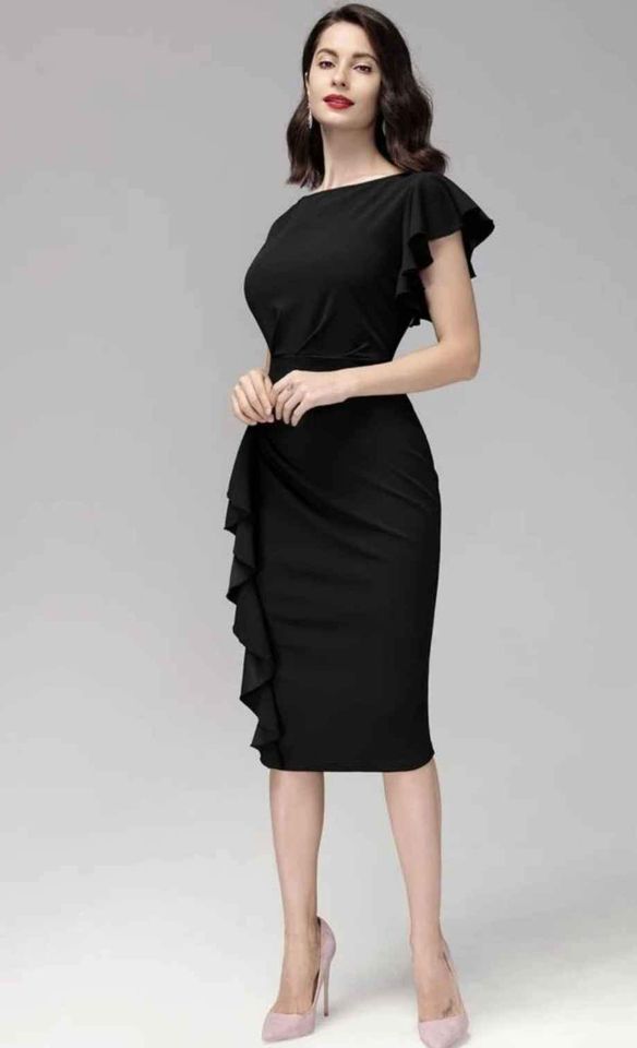 Sleeveless Ruffled Women's Pencil Dress Size Large