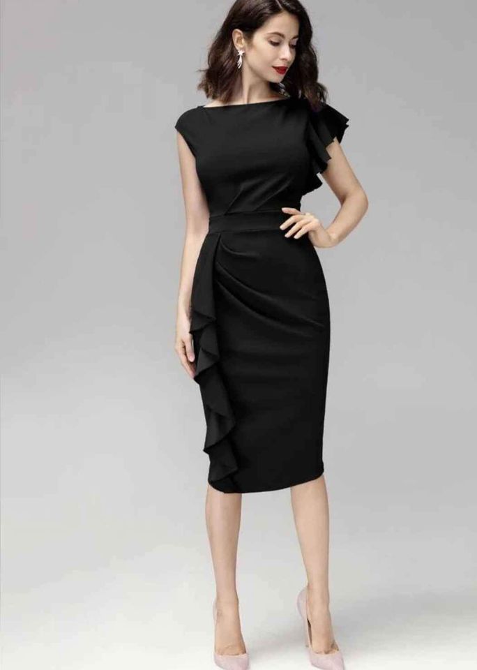 Sleeveless Ruffled Womens Pencil Dress Size Large NWT 4