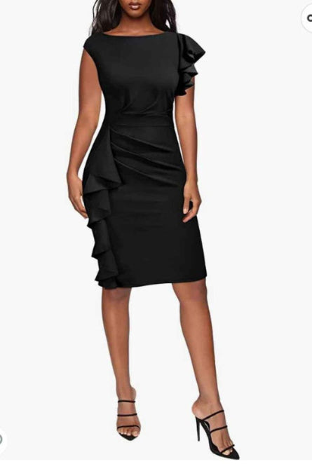 Sleeveless Ruffled Women's Pencil Dress Size Large