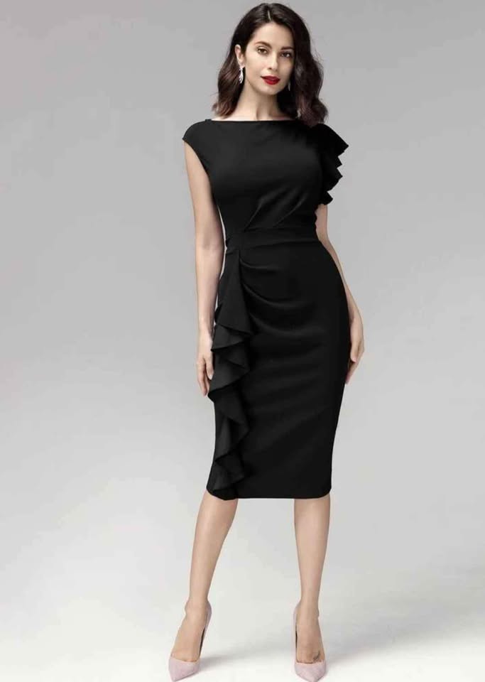 Sleeveless Ruffled Women's Pencil Dress Size Large NWT