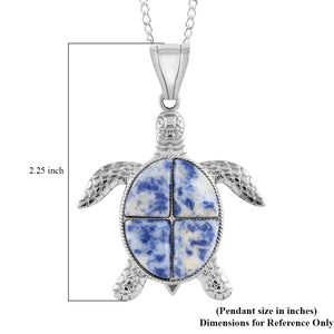 Sodalite Turtle Pendant Necklace 18 Inches