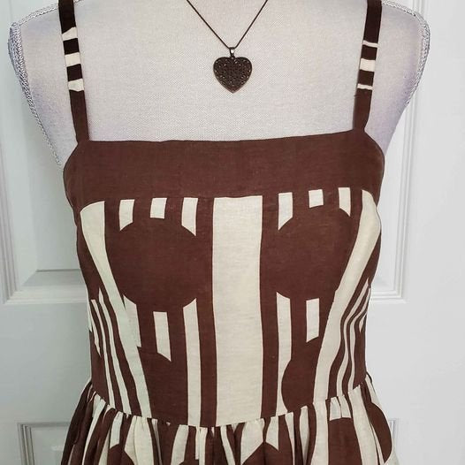 Square Neck Lined Geometric Print Fit and Flare Dress Size 8