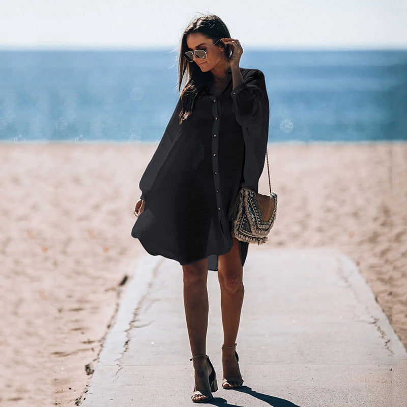 Women's Beach Swimsuit Cover-up Sunscreen Shirt