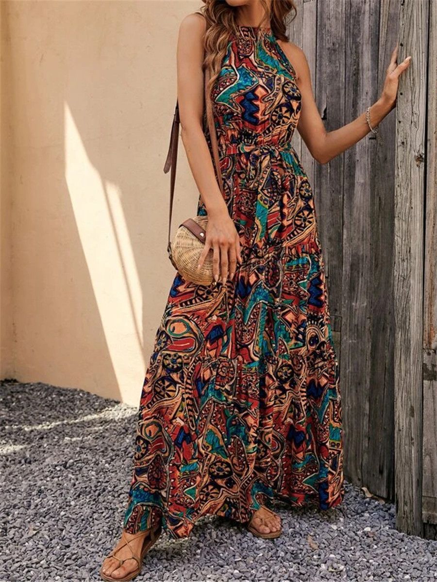 Graceful And Fashionable High Waist Dress Bohemian Dress