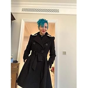 Swing Double Breasted Pea Coat with Belt Buckle Long Sleeve Lapel Outerwear Size Small