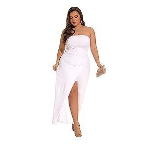 Asymmetric Split Leg Strapless Stretchy Party Romper Jumpsuit