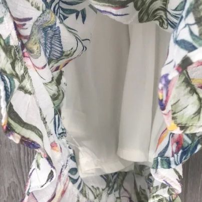 Divided V-Neck Tropical Palm Sleeveless with Pockets Sundress Size 12