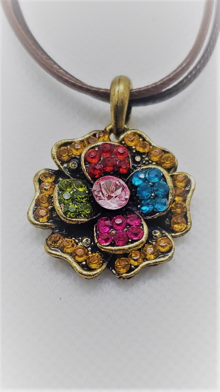 Retro Multi Colored Crystal Necklace