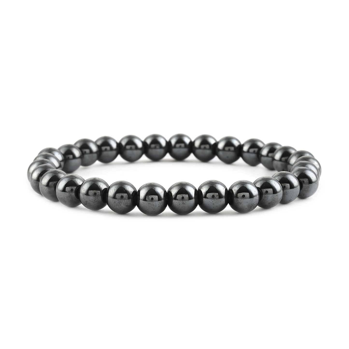Set of 2 Unisex Hematite Stretch Beaded Bracelet and Curb Chain Bracelets