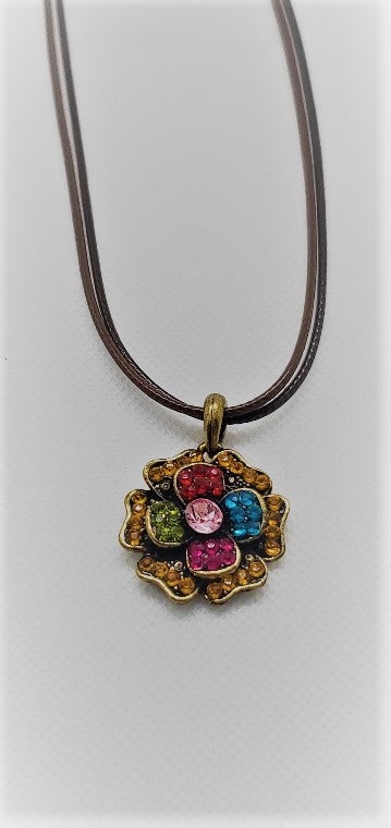 Retro Multi Colored Crystal Necklace