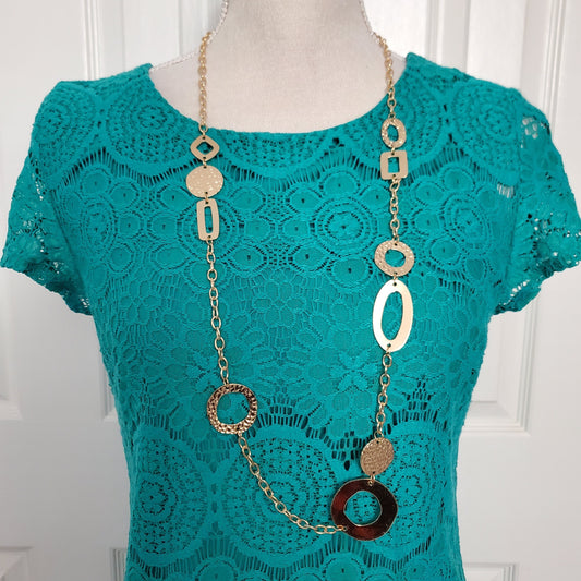 Teal Lace Shelli Scalloped Hem Shelli Segal Size 4