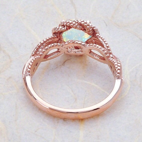 Rose Gold Opal Ring Size 7, 8
