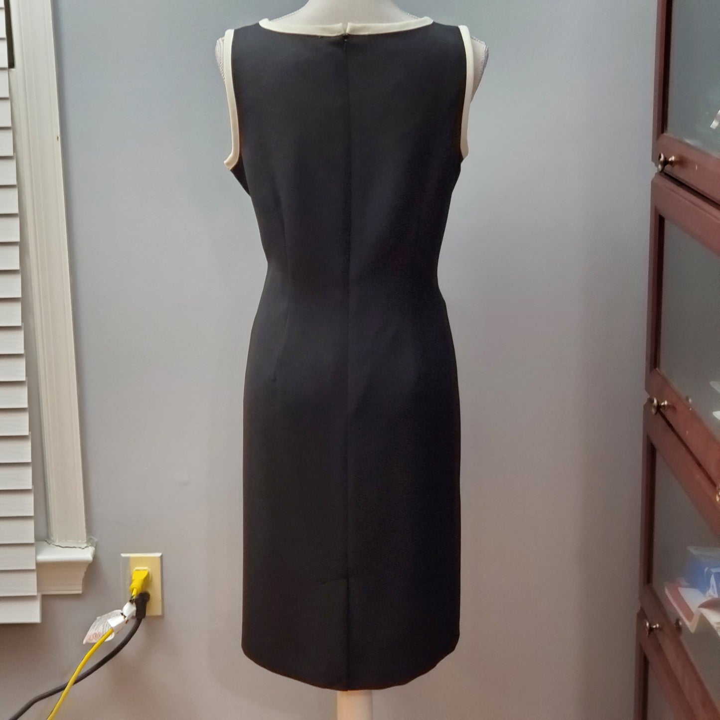 Black with White Trim Sleeveless Sheath Dress Size 9 - WHIMSICALIA