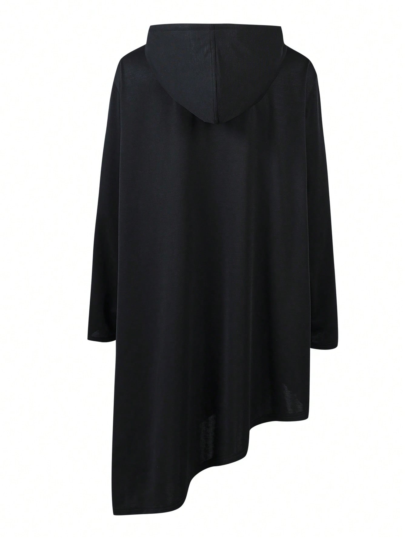 Manfinity LEGND Men Plus Solid Drawstring Hooded Asymmetrical Hem Longline Sweatshirt