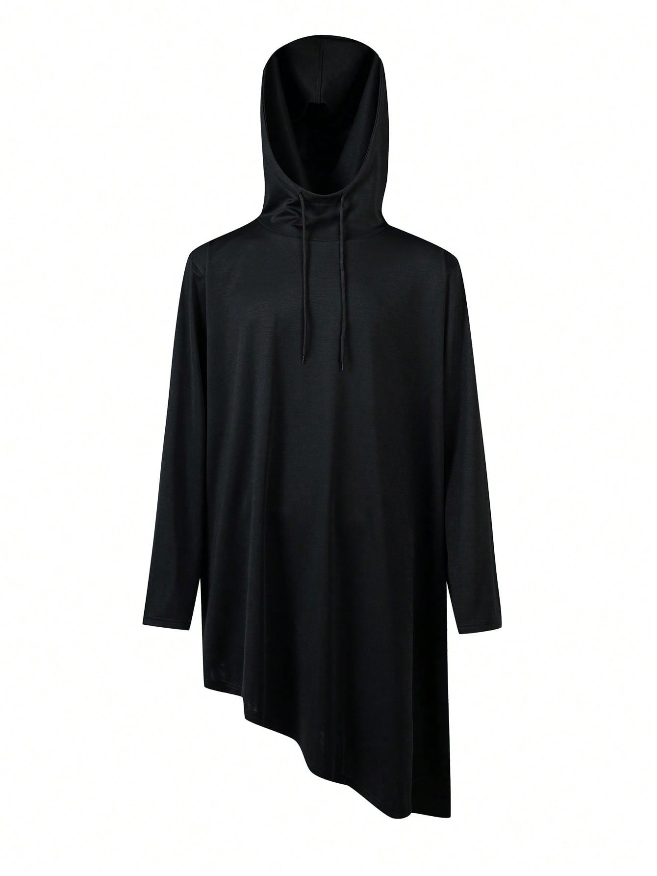 Manfinity LEGND Men Plus Solid Drawstring Hooded Asymmetrical Hem Longline Sweatshirt