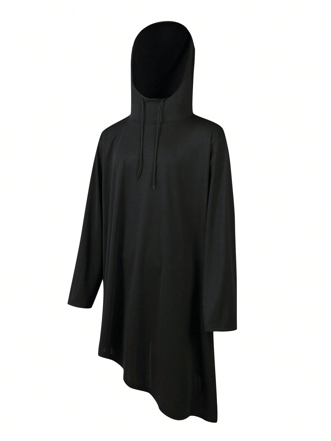 Manfinity LEGND Men Plus Solid Drawstring Hooded Asymmetrical Hem Longline Sweatshirt