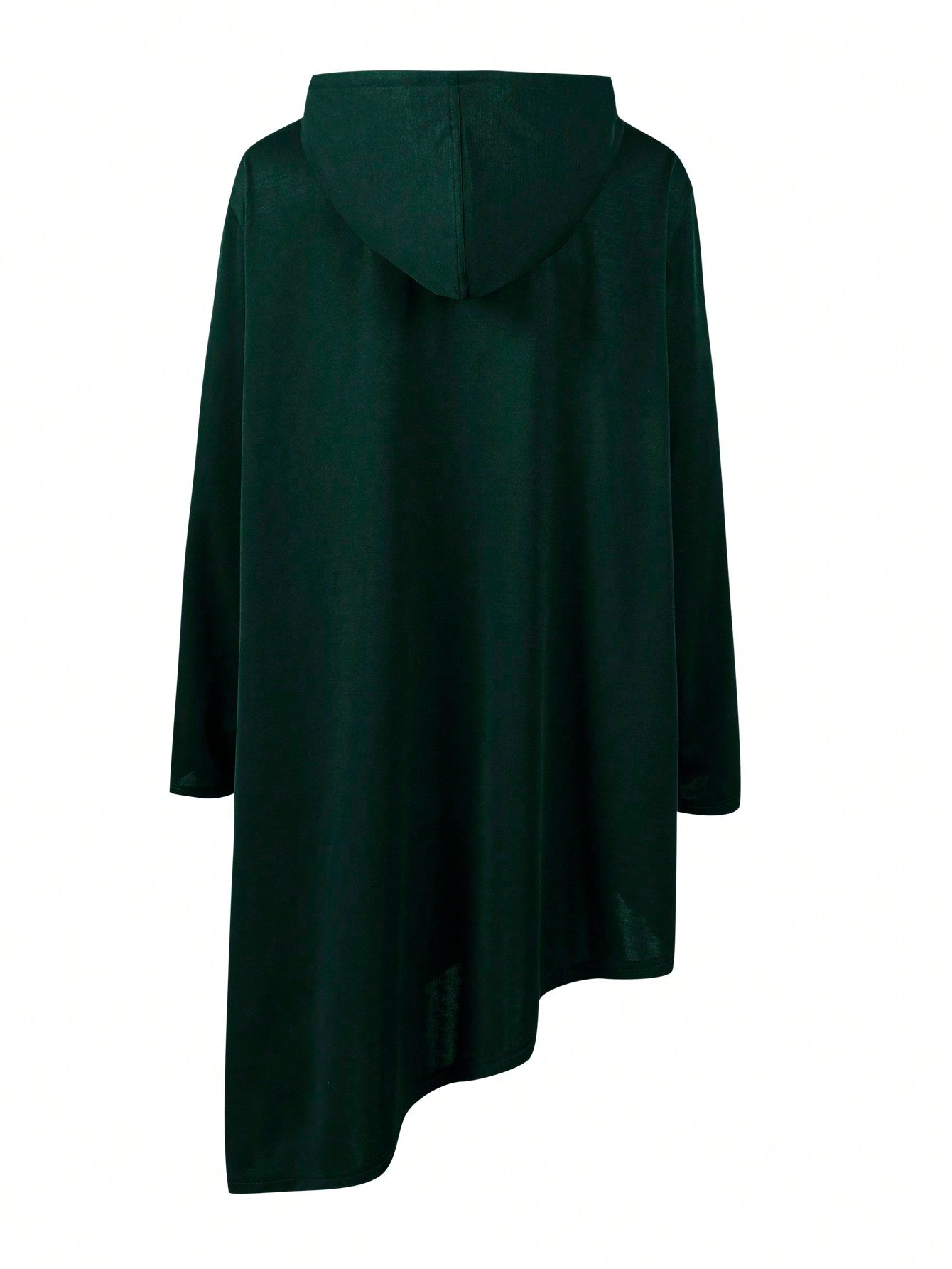 Manfinity LEGND Men Plus Solid Drawstring Hooded Asymmetrical Hem Longline Sweatshirt