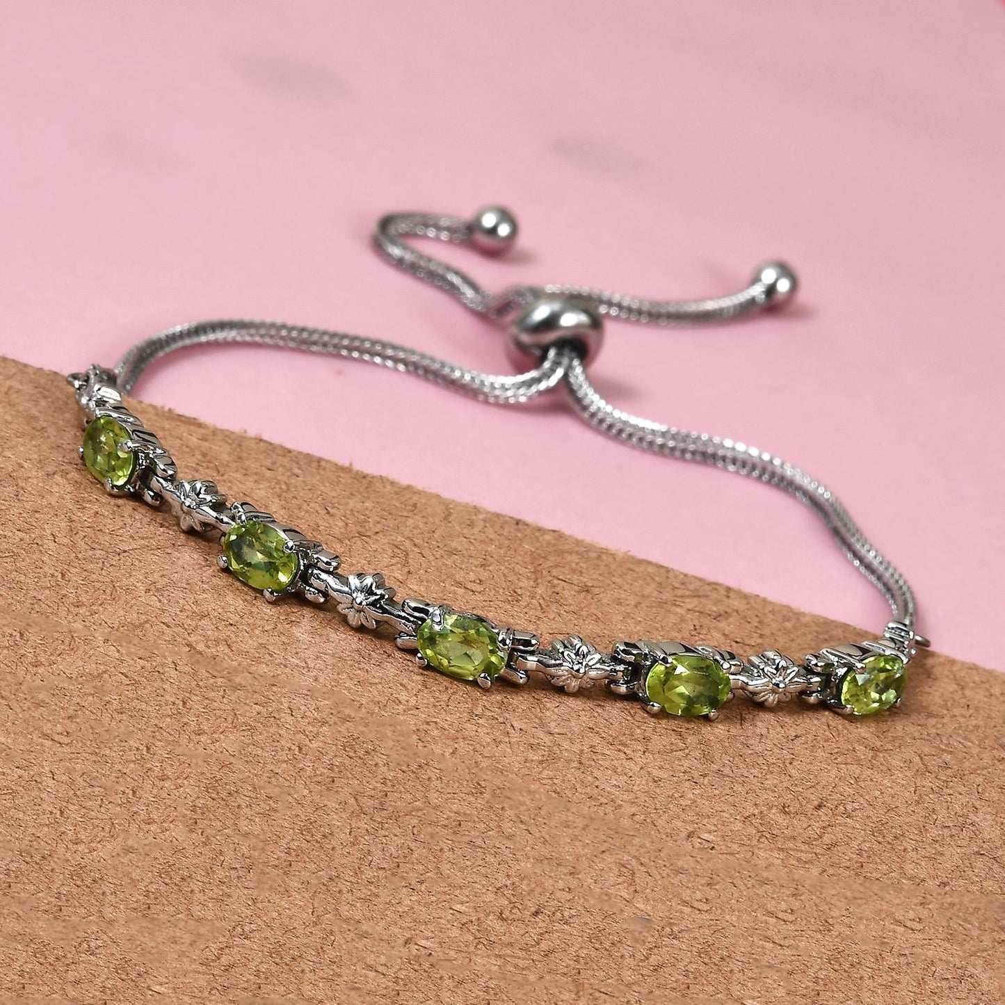 Bolo Bracelet - Peridot Bolo  2.65 ctw