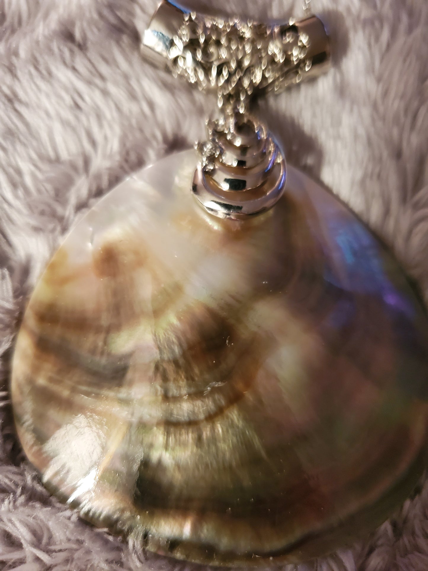 Genuine Oyster Shell, White Austrian Crystal Necklace