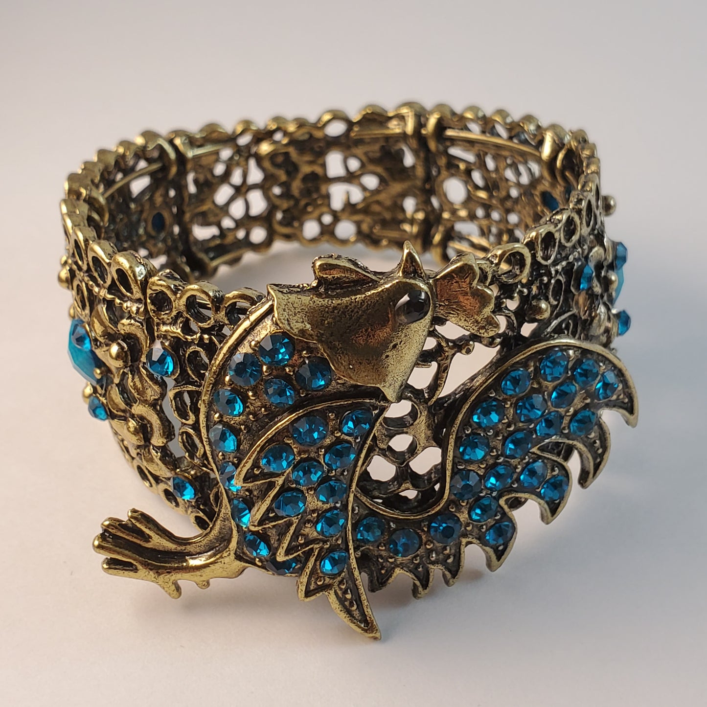 Swarovski Crystal Crowned Rooster Cuff Bracelet