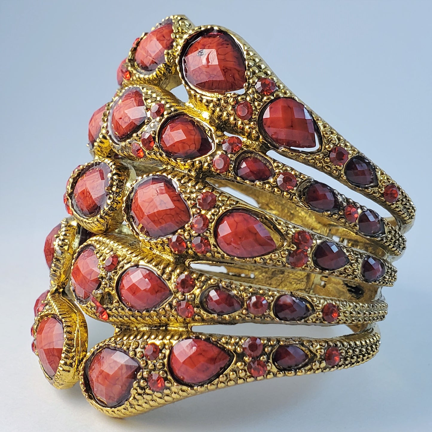 Red Gem Stone Cuff Bracelet