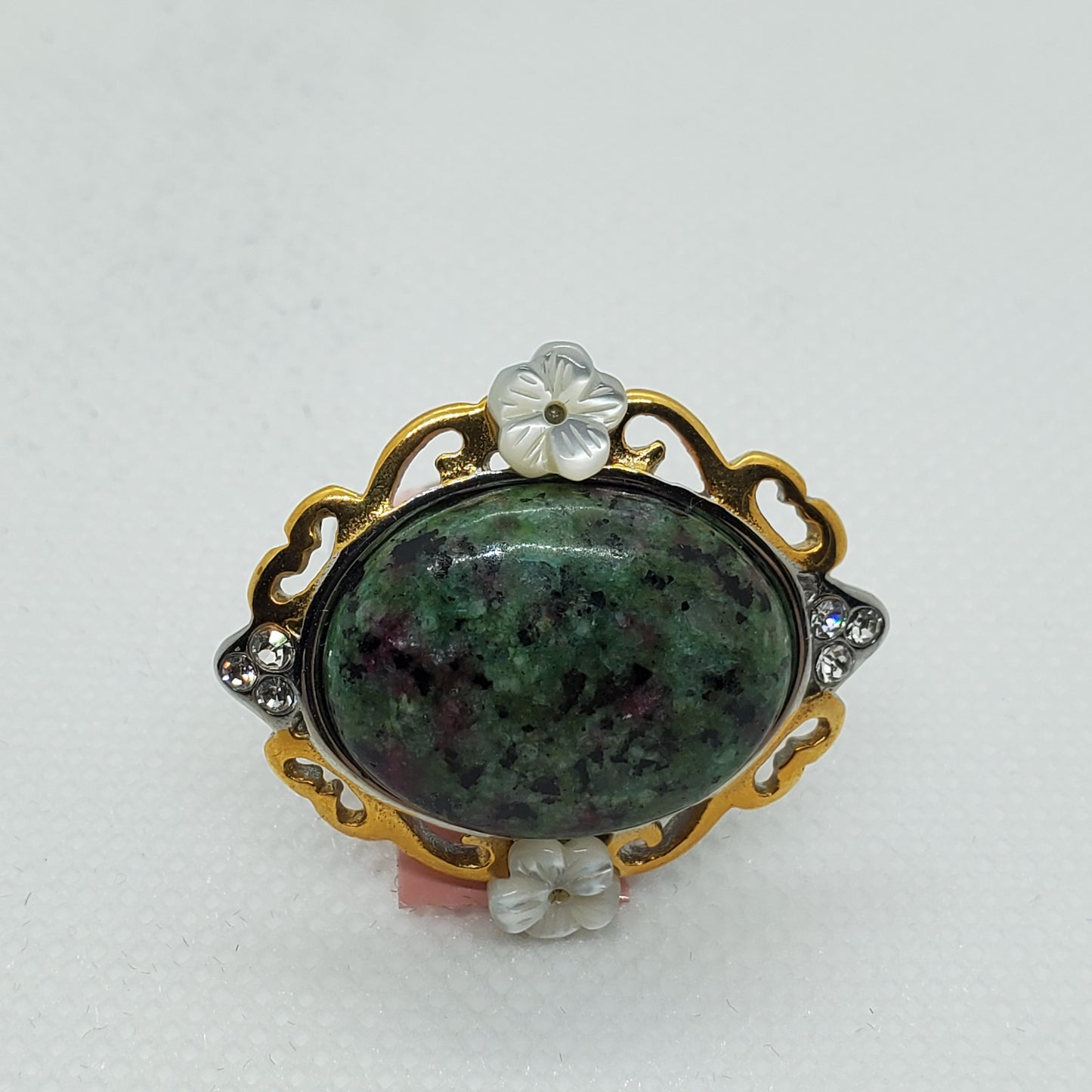 Ruby Zoisite with Mother of Pearl Ring