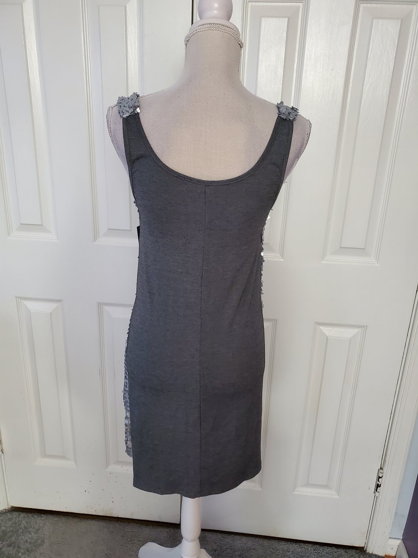 Silver Sequin Shift Dress Size Medium