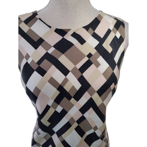 100% Silk Abstract Pattern Sheath Dress Size 4