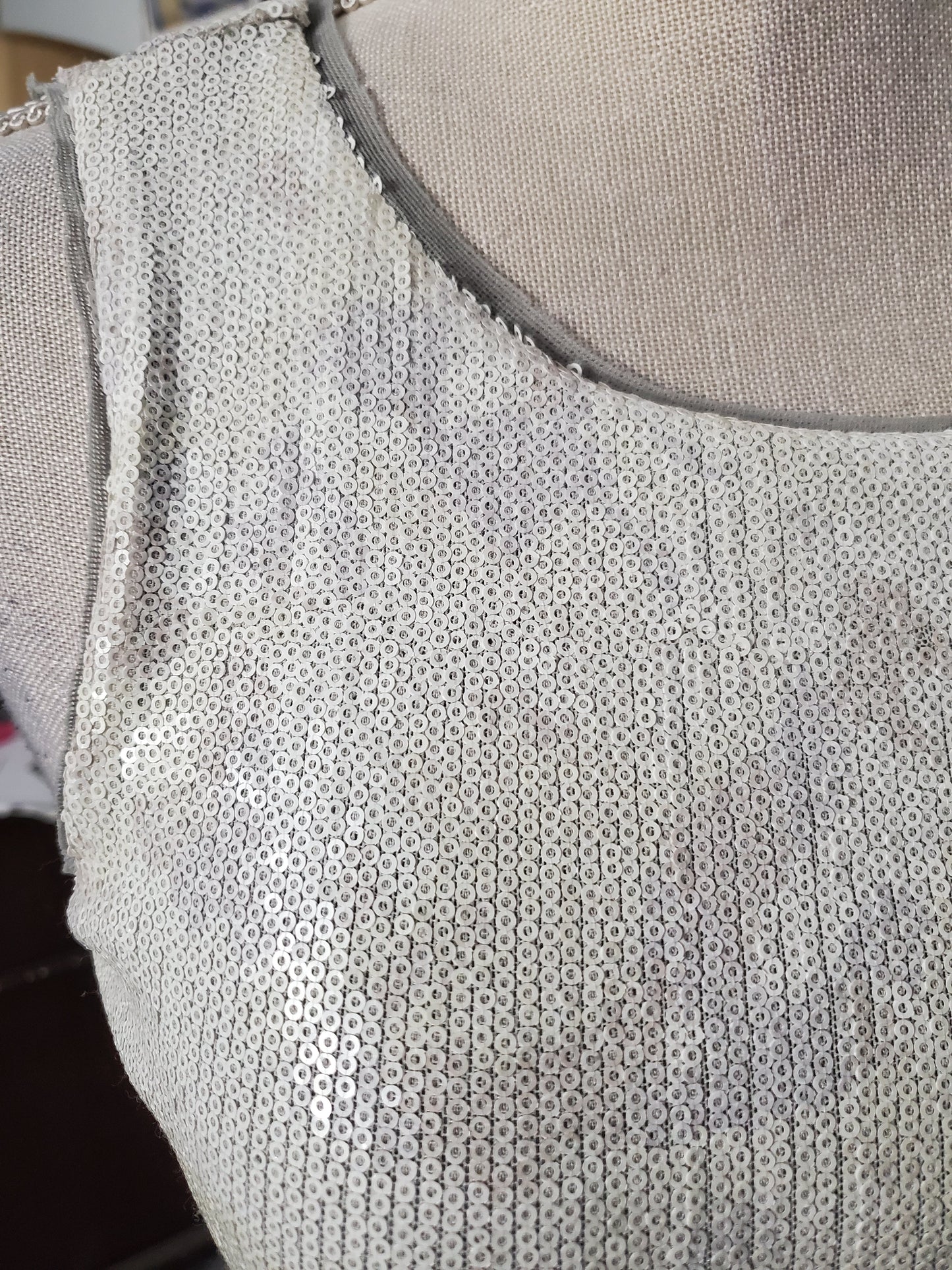 Silver Sequin Mesh Dress Size 2