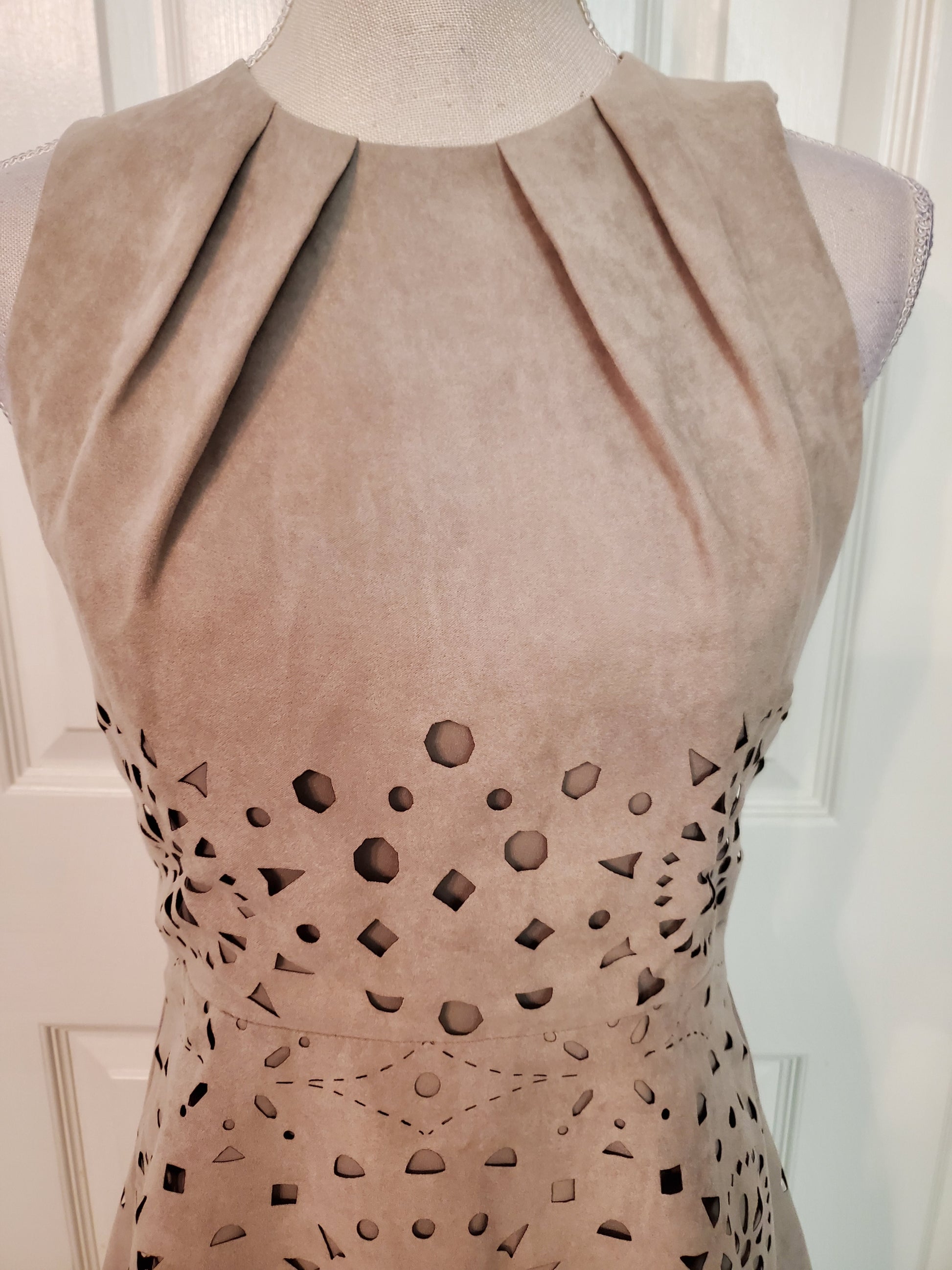 Suede Fit and Flare Dress with Cut Outs Size 2