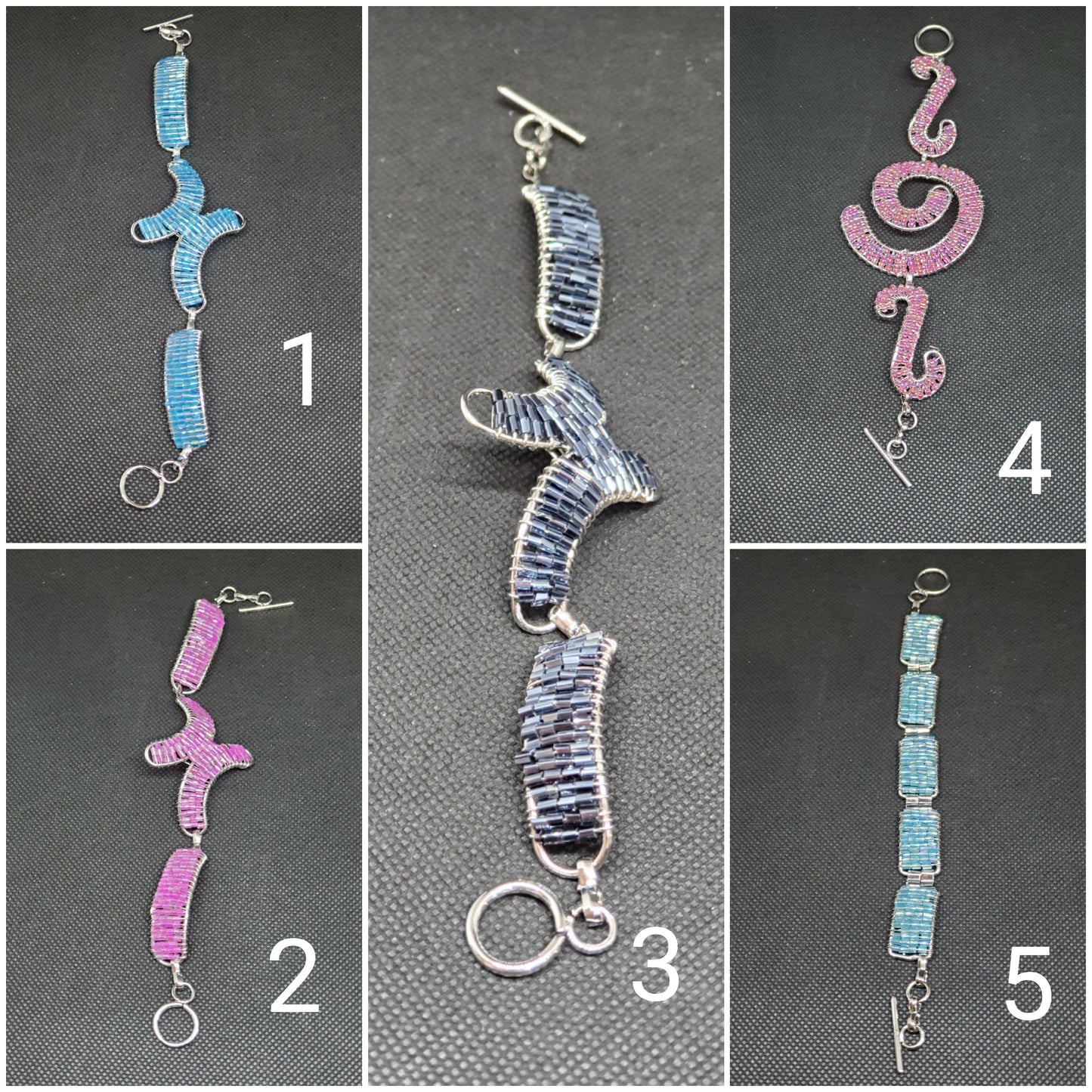 Intriguing Glass Bead Bracelets with Toggle Clasp