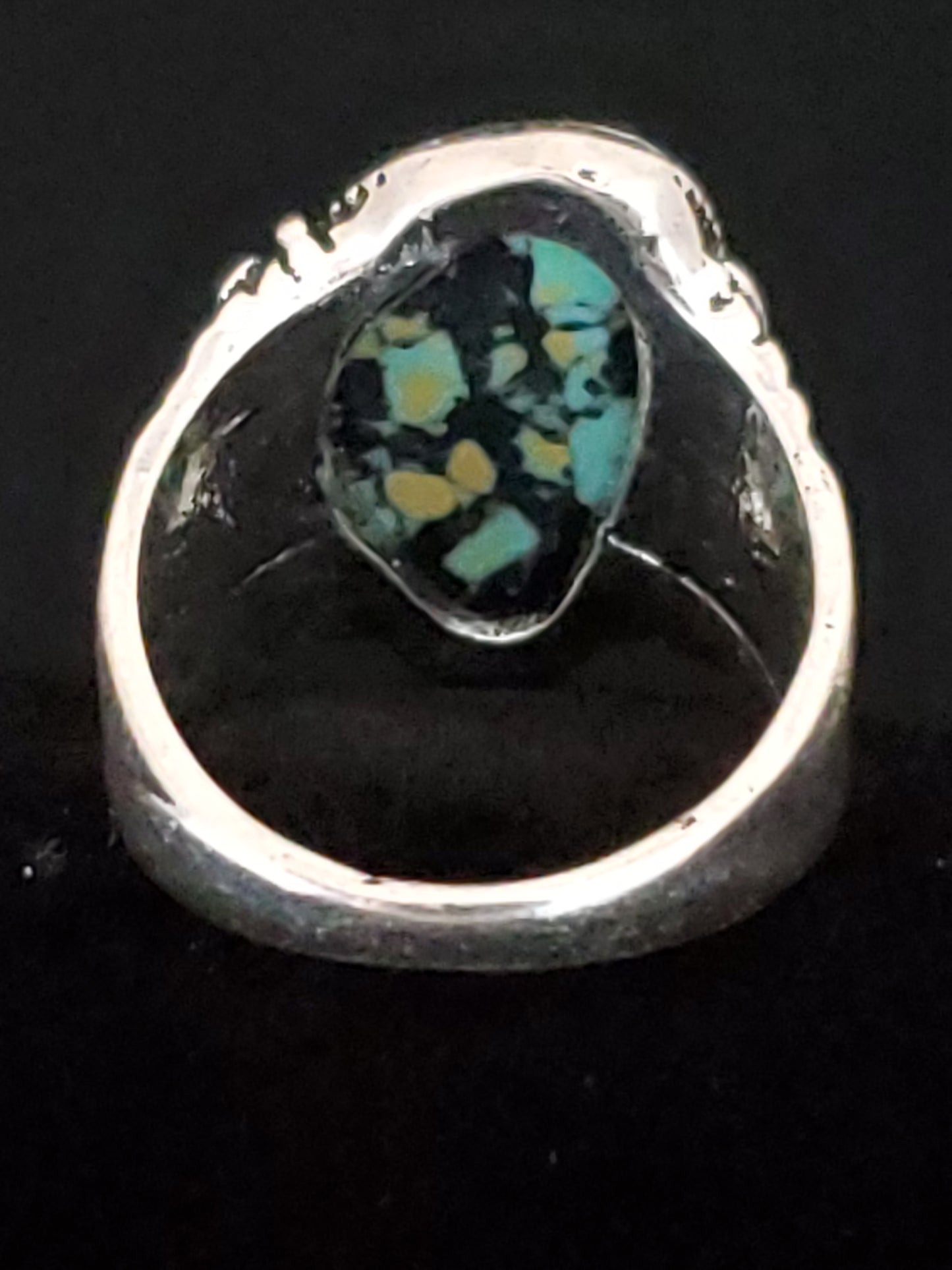 Unisex Southwest Inspired Green Turquoise Ring, Stamped, Size Multiple Sizes
