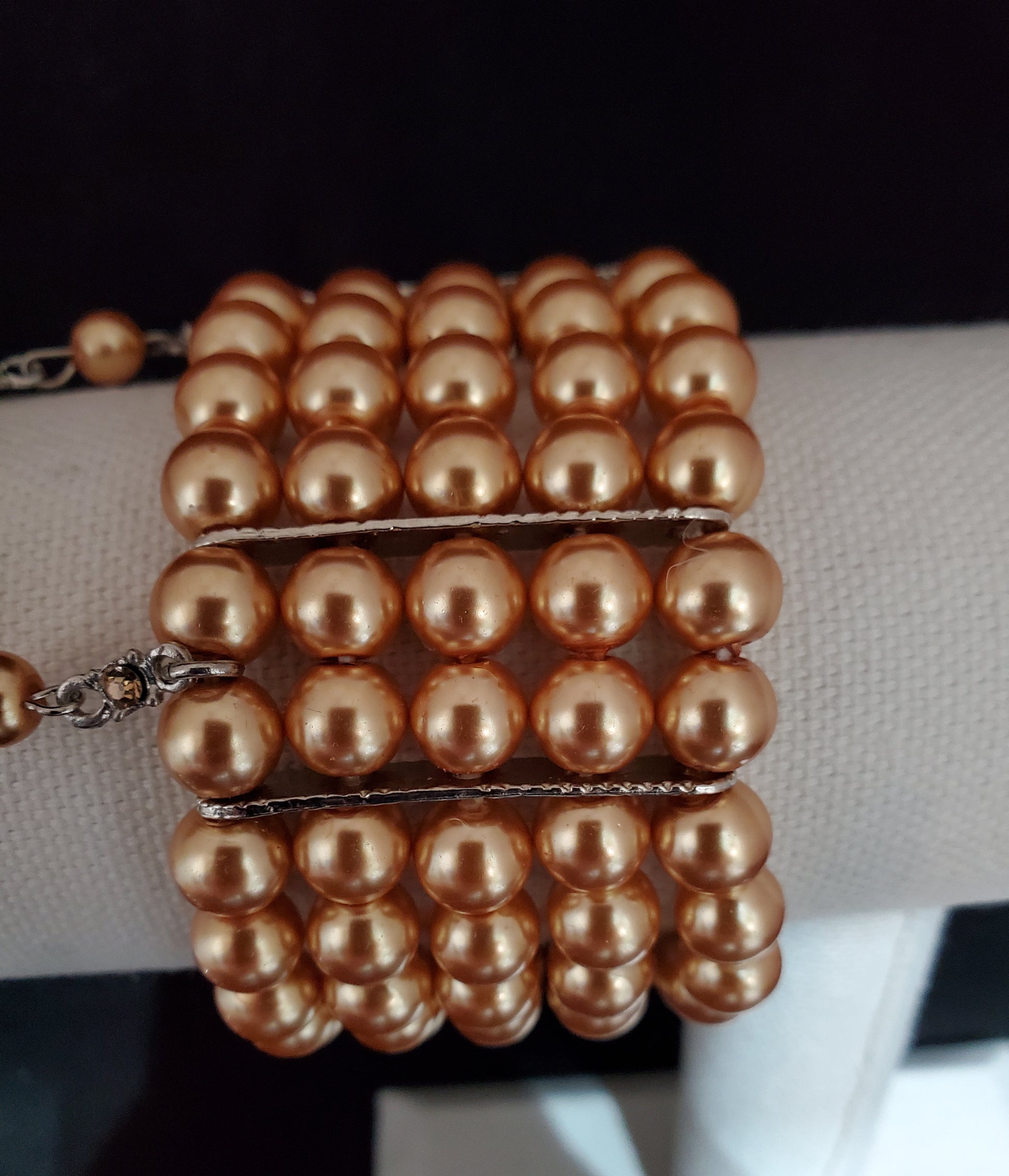 Champagne Glass Pearl Crystal Ring and Bracelet