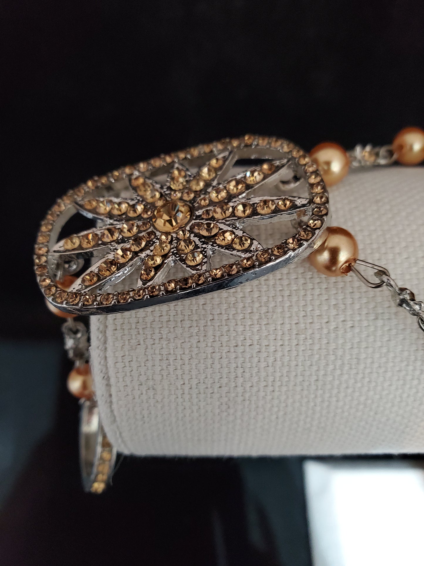 Champagne Glass Pearl Crystal Ring and Bracelet