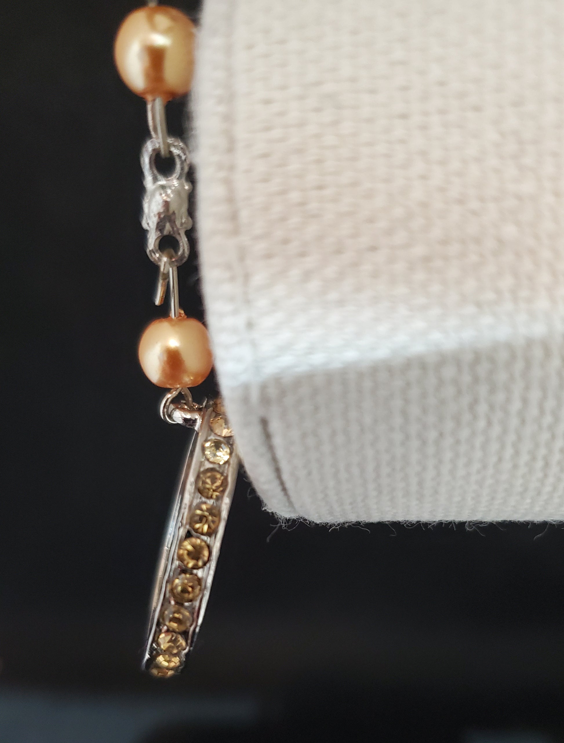 Champagne Glass Pearl Crystal Ring and Bracelet