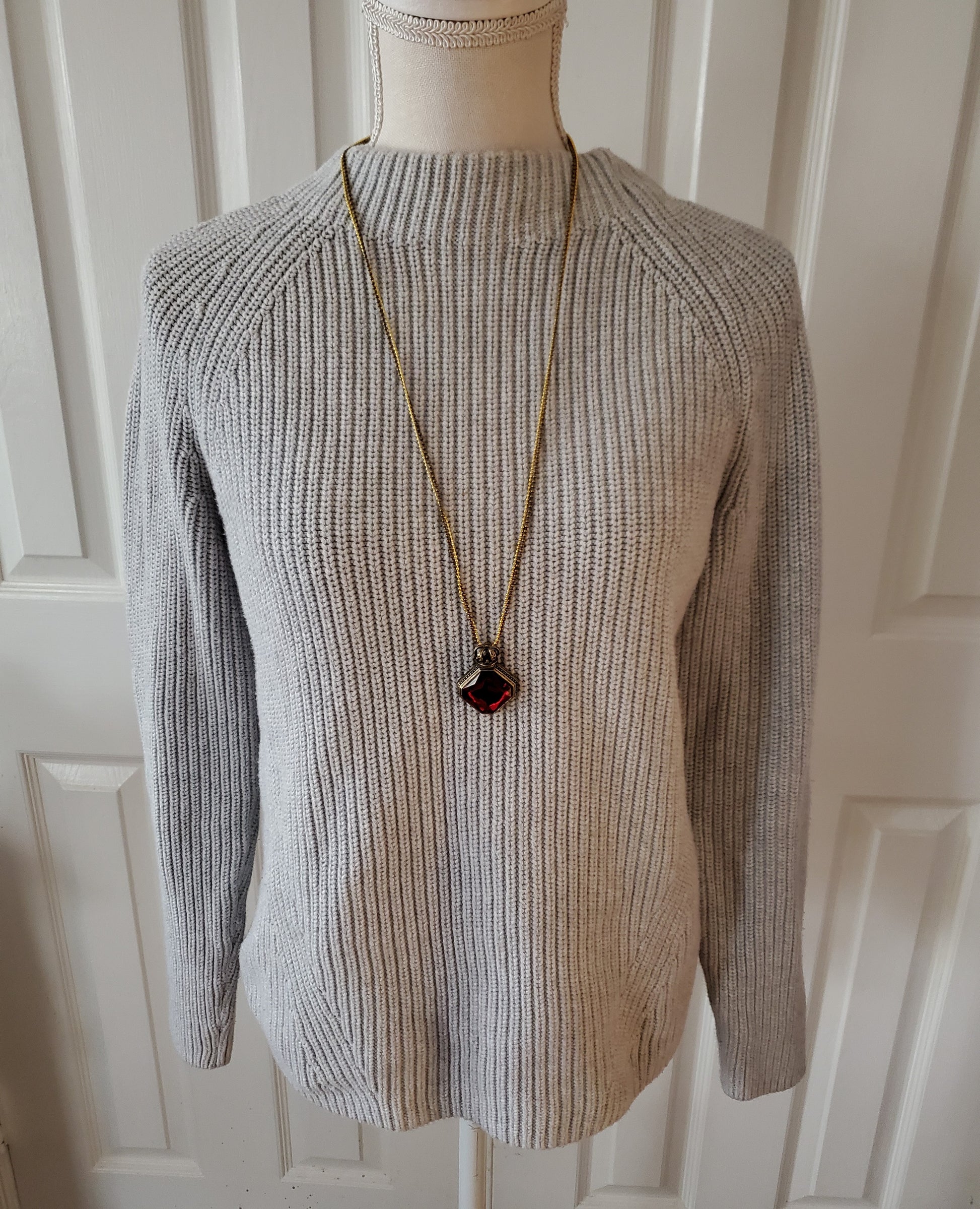 Long Double Chain Crown Pendant Necklace