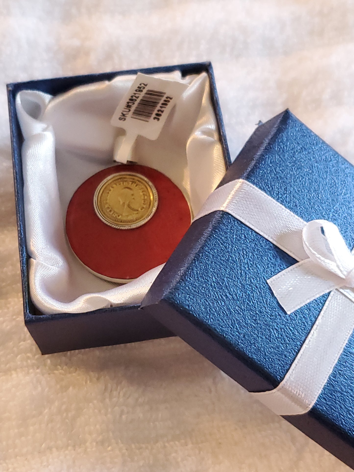 Natural Sponge Coral Shell Coin Pendant in Sterling Silver